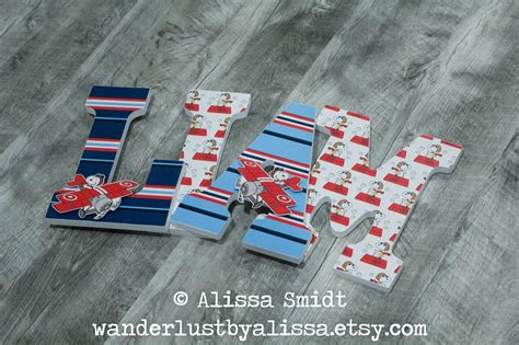 Snoopy Flying Ace Letters Custom Wood Letters Snoopy nursery Etsy