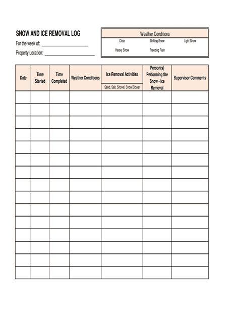 Snow Removal Log Sheet Template Form Fill Out and Sign Printable PDF