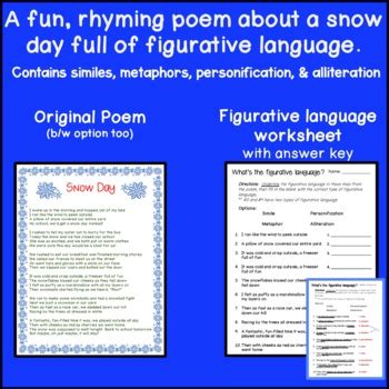 Snow poem figurative language.  Figurative language means language in which figu...