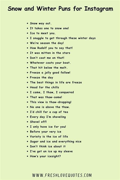 Snow puns captions. . 