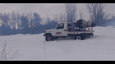 Snowblowing with a jet engine, first try! PowerModz! - YouTube