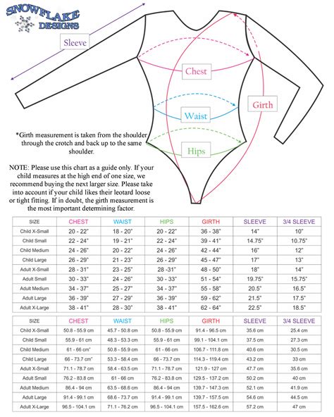 Snowflake leotards size chart.  These leotards run small so when in doubt, ...