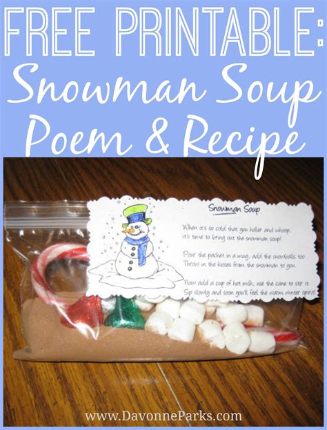 Snowman Soup Recipe Printable