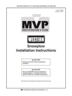 Snowplow Installation Instructions - Western Products