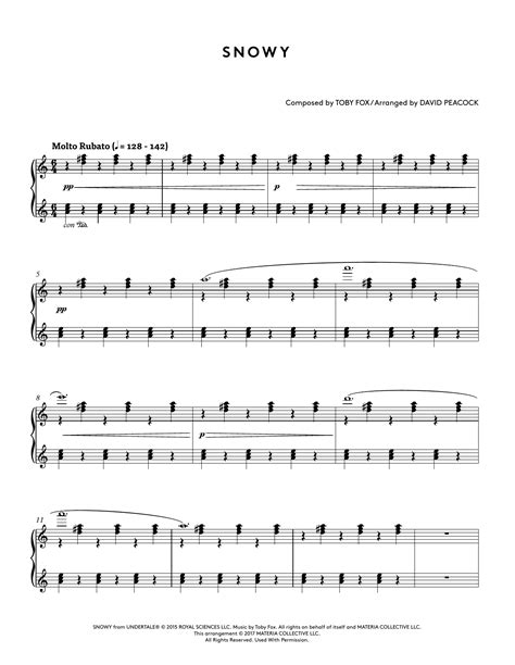 Snowy (from Undertale, for piano) Sheet music for Piano (Solo