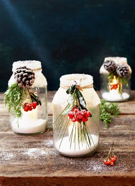 Snowy DIY Mason Jar Centerpieces {5-Minute $1 Decorations}