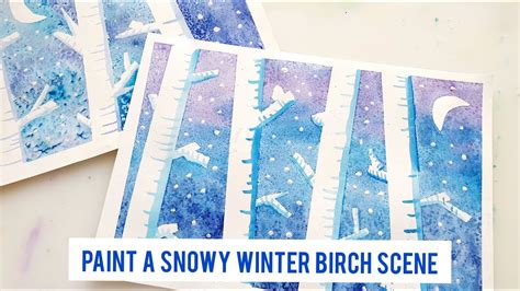 Snowy Winter Birch Trees Art Lesson For Kids - YouTube