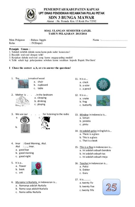 Soal Latihan Bahasa Inggris Kelas 4 Tentang Jambi