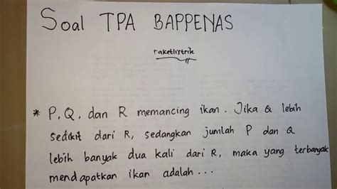 Soal Tes Tpa Bappenas Dan Jawaban - Blogger