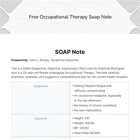 Soap Note Template Occupational Therapy Template 1 Resume Examples