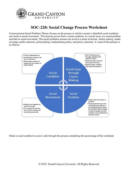SOC-220: Introduction to Social Problems Scoring Guide. Grading Category Points Comments. Select a social problem to analyze and describe it in its social context. (55-75 words) 0/ Use your sociological imagination to explain how the selected social problem is influenced by society (75- words) 0/