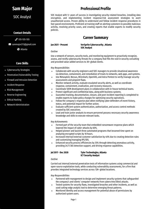 Soc analyst resume. . Find a sample resume for a soc analyst position with work exper...