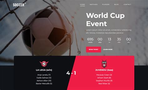 Soccer – Free Bootstrap HTML5 Sports Website Template