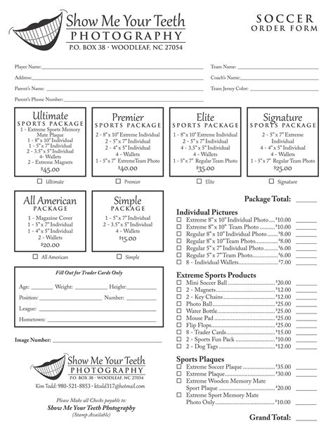 Soccer Order Form on Behance