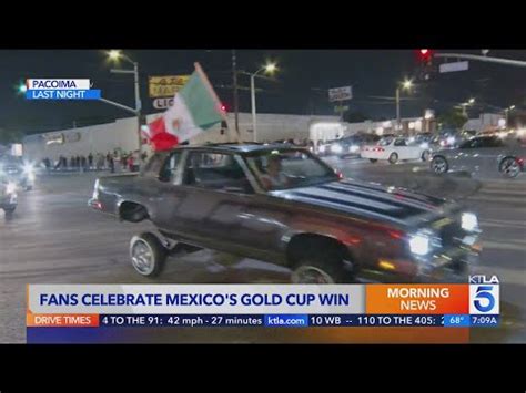 Soccer fans takeover Pacoima intersection following Mexico's Gold Cup win
