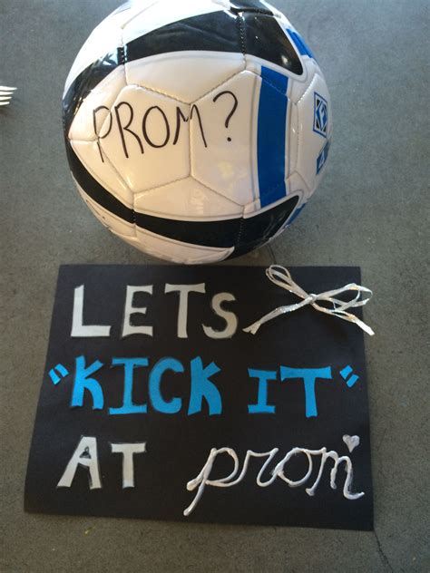 Sep 9, 2020 · All you will need is a soccer ball, sharpie, and a poster board. 6. Let's Kick it at Homecoming. How to ask a soccer player to prom. It is an easy and fun way to ask any soccer player to a school dance. All you will need is a soccer ball, sharpie, and a poster board. Make this homecoming special by asking your date based on the interests they ... .