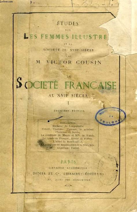 Société française au xviie siècle d'après le grand cyrus de mlle de scudéry. - Schumanns schatten. variationen uber mehrere personen.
