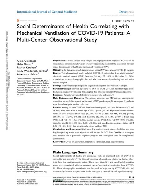 Social Determinants of Health Correlating with Mechanical …