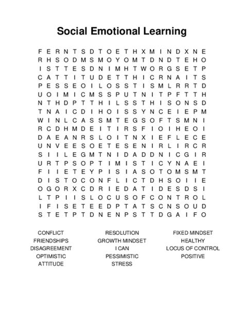Social Emotional Learning Word Search WordMint