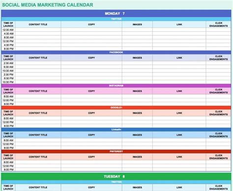 Social Marketing Calendar