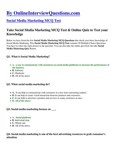 Social Media Marketing MCQ & Online Quiz 2024