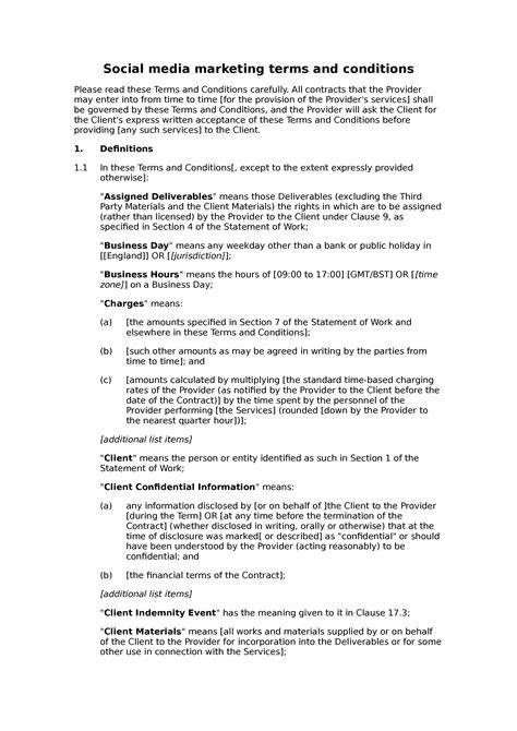 Social Media Terms and Conditions