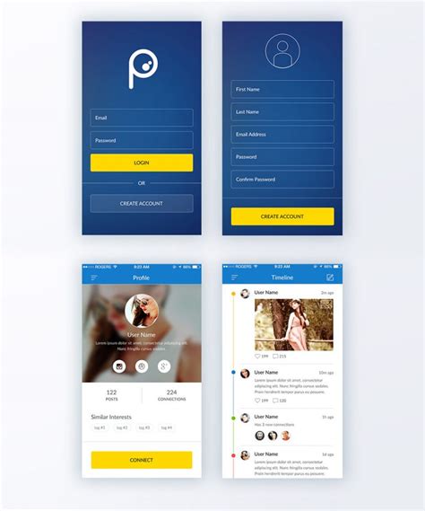 Social Network App Concept Free PSD Download PSD
