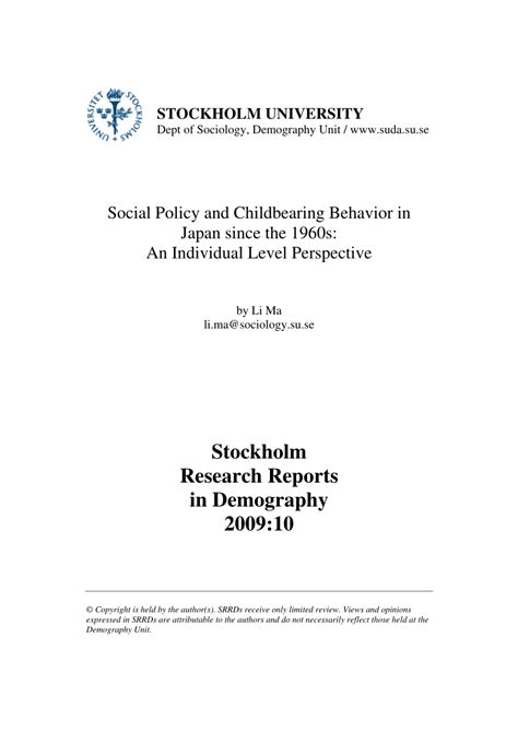 Social Policy and Childbearing Behavior in Japan since the …