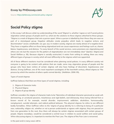 Social Policy stigma - PHDessay.com