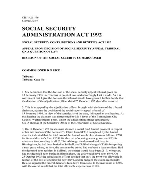 Social Security Administration Act 1992