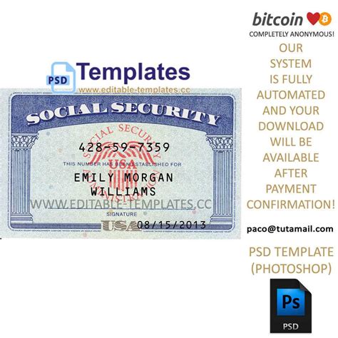 Social Security Card Font 10 SSN Template PSD Images Social
