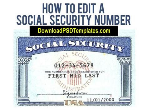 Social Security Number SSN Template PSD in 2020 Card templates free