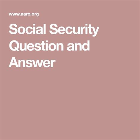 Social Security Question and Answer