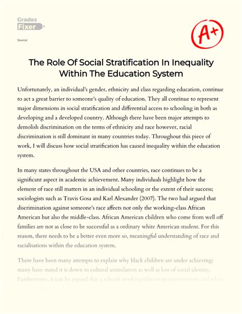 Social Stratification In Education - Free Essay Example - Edubirdie