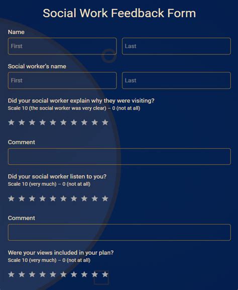 Social Work Feedback Form Template 123 Form Builder