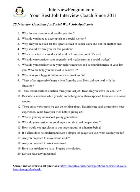 Social Work Interview Questions