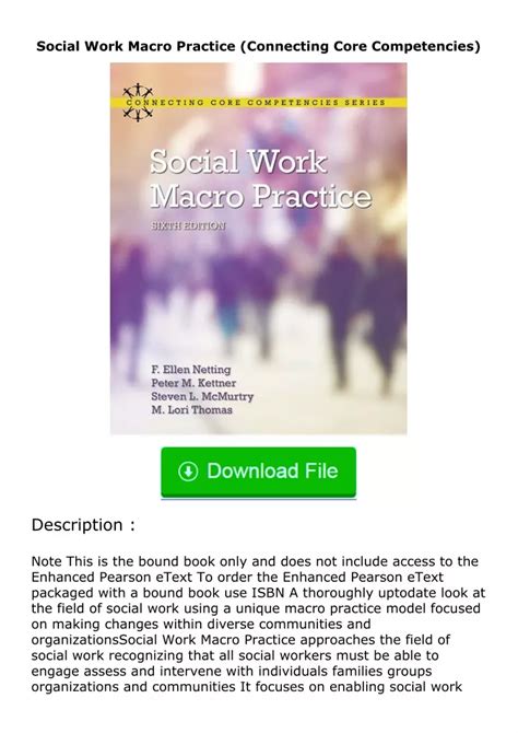 Social Work Macro Practice Connecting Core Competencies