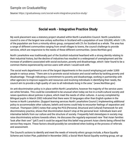Social Work Paper Sample Integrative