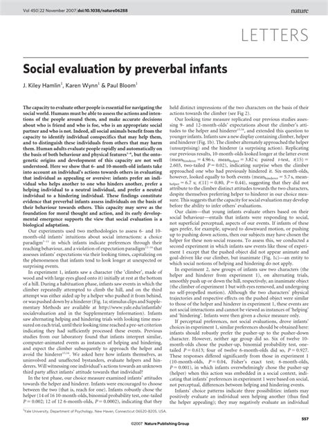 Social evaluation by preverbal infants