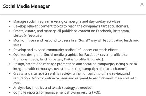 Social media manager description. Your most-needed services, online With ...