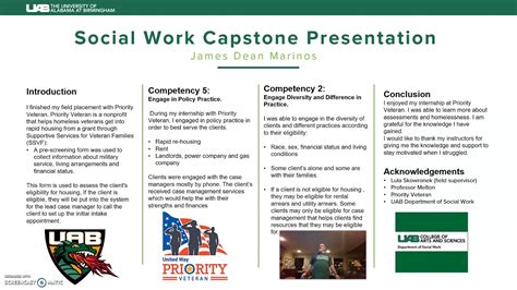 Although senior capstone projects tend to vary greatly from school to school, all social work capstone projects encourage students to connect their work to community issues and problems through integrating practical learning experiences, interviews, scientific research observations, or internships.. 