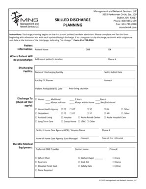 Social work discharge planning. identify and inform the state hospital social work director whether the ID or MH case manager will take the lead in discharge planning. 4. The individual assigned to take the lead in discharge planning will insure that the other relevant parties (DD case manager, providers, etc.) are engaged with the state hospital social work 