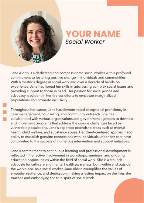 Social worker biography examples