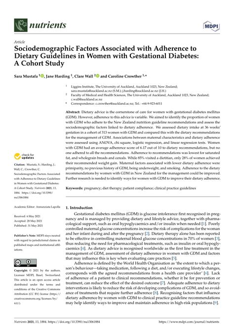 Sociodemographic Factors Associated with Adherence to Dietary ...