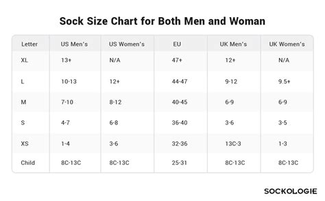 Sock Size Chart