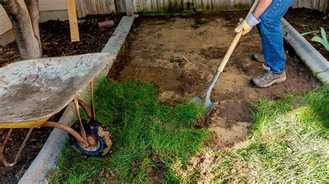 Sod removal. Steps for using a square-edge cutter: Use your boot to wedge the cutter into the soil at an angle–about 3 inches deep. Cut into the soil and move horizontally with the cutter. Remove small portions of sod (about 3 feet long) at a time. Lift them away with your cutter. Level the soil. 