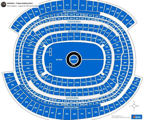Sofi stadium metallica seating chart. The 200 Reserved Corner sections at SoFi Stadium are some of the best value seats on the 200 level. These sections don't come with any special amenities, but do offer decent sight lines, and the heightened elevation makes the view of the action pretty good. Each section has at least 15 rows of seating, but some have 28 rows of seating, making ... 