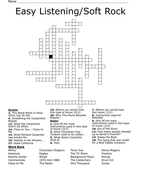 Soft rock cover crossword. Things To Know About Soft rock cover crossword. 