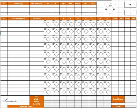 Softball Score Sheet Printable