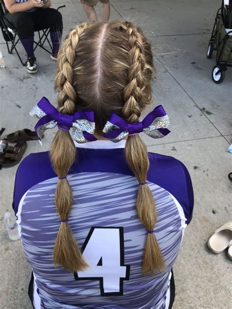 Softball game day hairstyles. Lyllianna these are really hard and football game hair needs to be slick back ... Eliza girl said they were impossible like wut for me these are every day hair styles i do on my own and im 12 ... Softball Hair. Volleyball. Sports Braids. Volleyball Braids. Sport Hairstyles. 